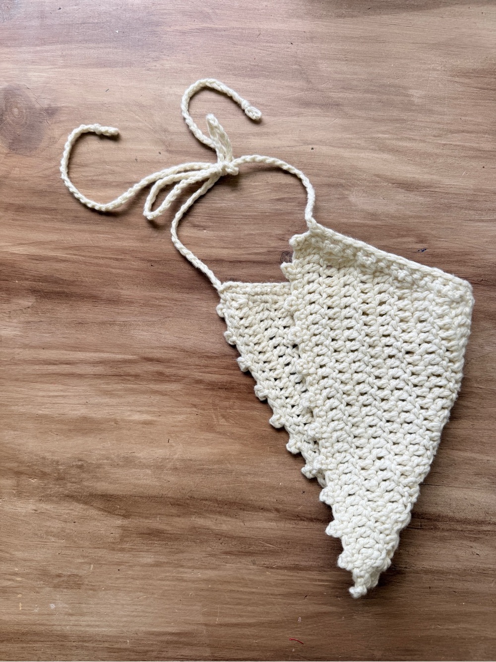 Hand-crocheted cotton triangle head scarf - Picture 2 of 2